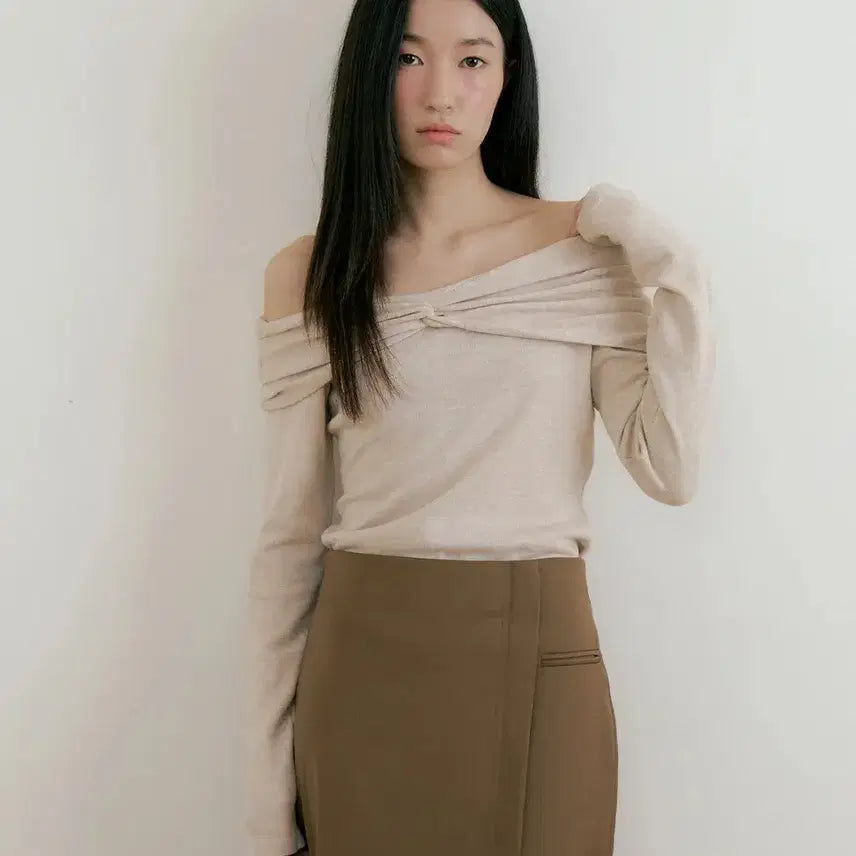 [BUNJANG] Lucirju Wool Knit Off-Shoulder Set / 2개 세트) 루시르주 울 니트 오프숄더