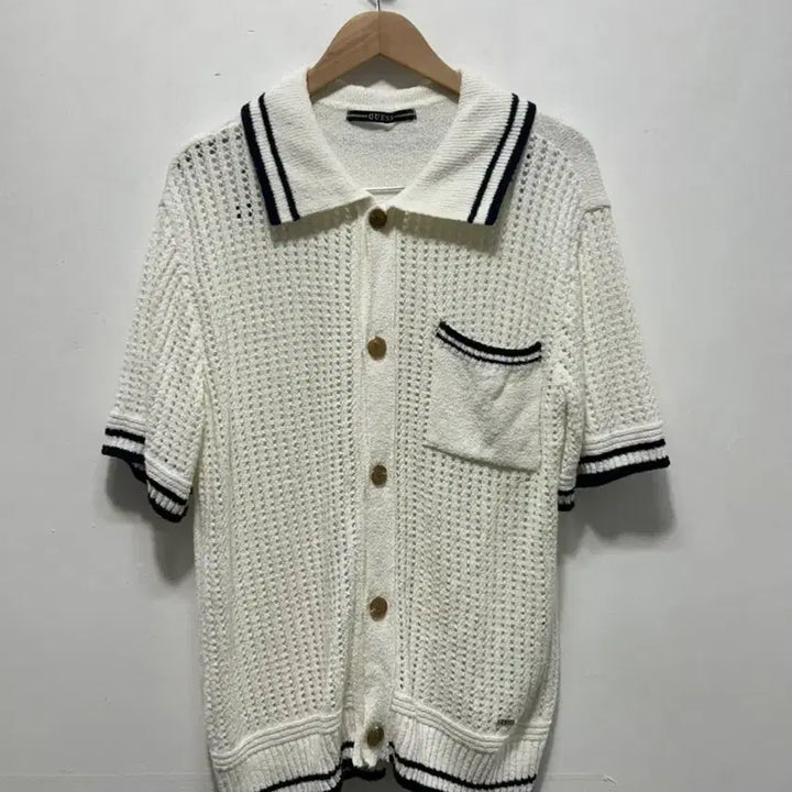 [BUNJANG] Guess White Short Sleeve Knit Cardigan (M) / Guess 화이트 반팔 니트 가디건 M