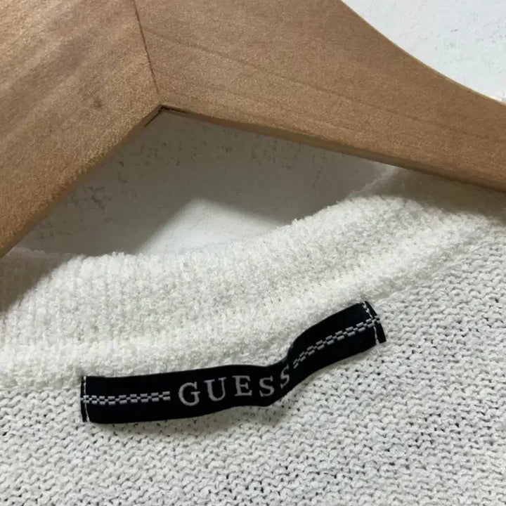 [BUNJANG] Guess White Short Sleeve Knit Cardigan (M) / Guess 화이트 반팔 니트 가디건 M