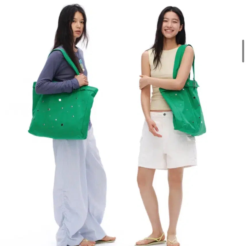[BUNJANG] OINIMI Island Green Sequin Embellished Tote Bag Shoulder Bag / OINIMI 가방 아일랜드 그린 시퀸 장식 토트백 숄더백