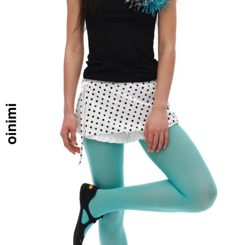 [BUNJANG] OINIMI Satin Polka Dot Layered Mini Skirt with Ruffle Trim / OINIMI 스커트 미니 새틴 폴카 도트 레이어드 스커트 러플 장식 안전