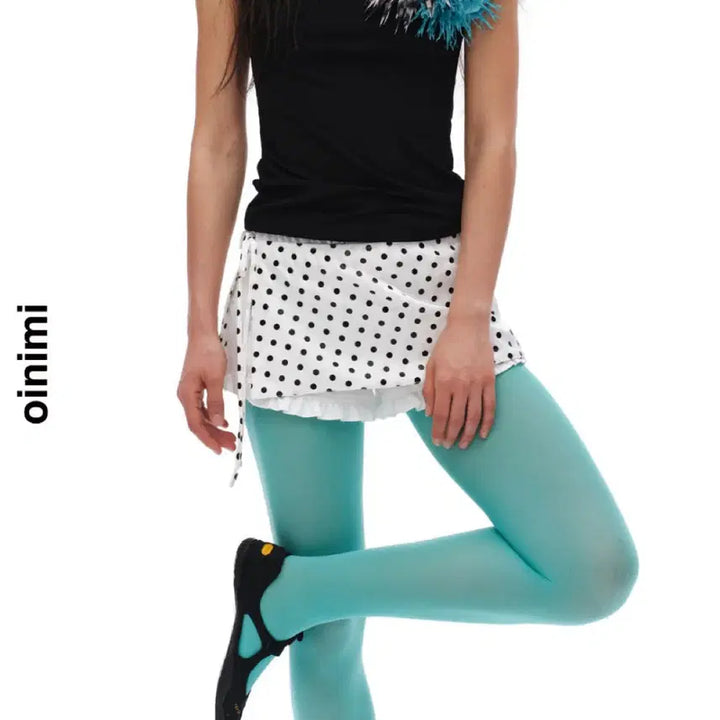 [BUNJANG] OINIMI Satin Polka Dot Layered Mini Skirt with Ruffle Trim / OINIMI 스커트 미니 새틴 폴카 도트 레이어드 스커트 러플 장식 안전