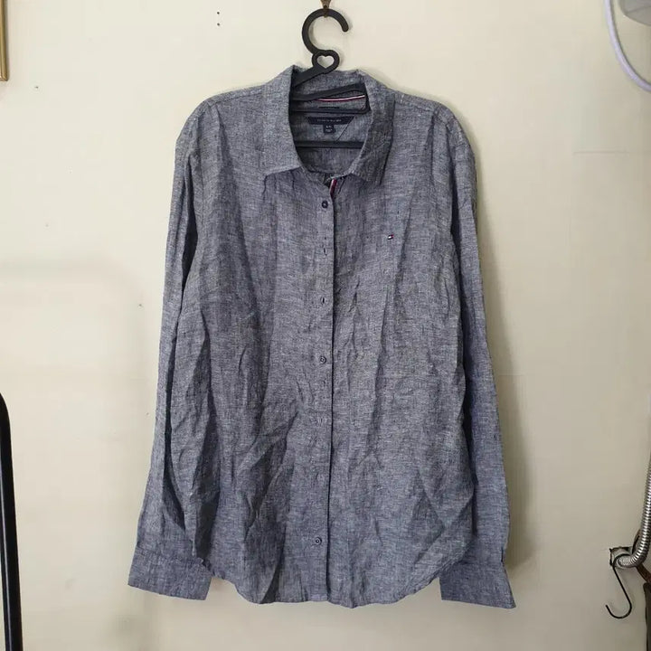 [BUNJANG] Tommy Hilfiger Linen Blend Classic Button Shirt Long Sleeve / [L/G] 타미힐피거 린넨 혼방 클래식 버튼 셔츠 긴팔 남방