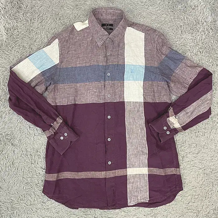 [BUNJANG] Daks Long Sleeve Check Shirt 100 / 닥스 마100 긴팔 체크 셔츠 100