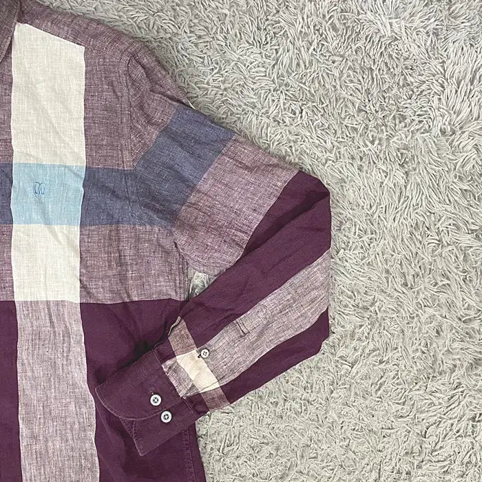 [BUNJANG] Daks Long Sleeve Check Shirt 100 / 닥스 마100 긴팔 체크 셔츠 100