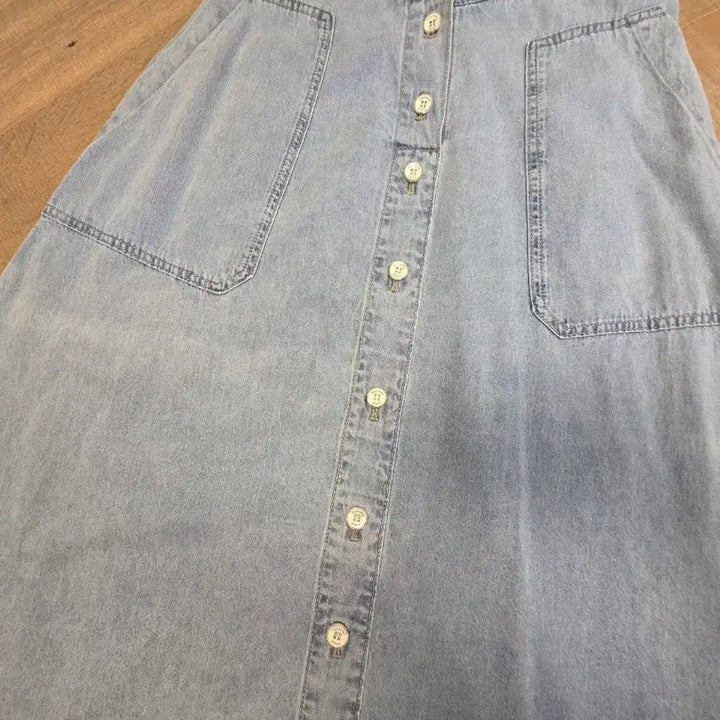 [BUNJANG] Thursday Island Light Wash Denim Maxi Skirt / 써스데이아일랜드 데님스커트
