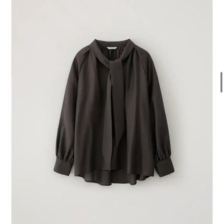 [BUNJANG] EAAH Tie Shirring Blouse Taupe / [EAAH 이아] 타이 쉬링 블라우스