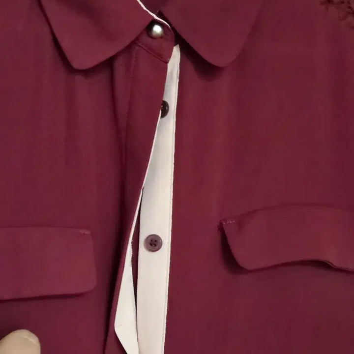 [BUNJANG] Roem Burgundy Lace Blouse / 55)로엠 버건디 블라우스 55사이즈