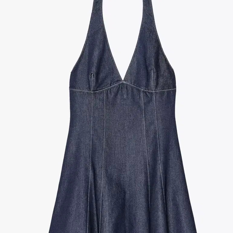 [BUNJANG] Zara TRF Halter Denim Dress (Dark Indigo) / 자라 TRF 홀터 데님 원피스 (다크 인디고) - 미착용 새상품