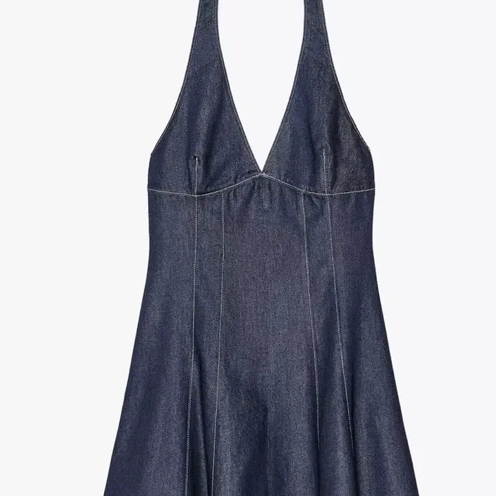 [BUNJANG] Zara TRF Halter Denim Dress (Dark Indigo) / 자라 TRF 홀터 데님 원피스 (다크 인디고) - 미착용 새상품