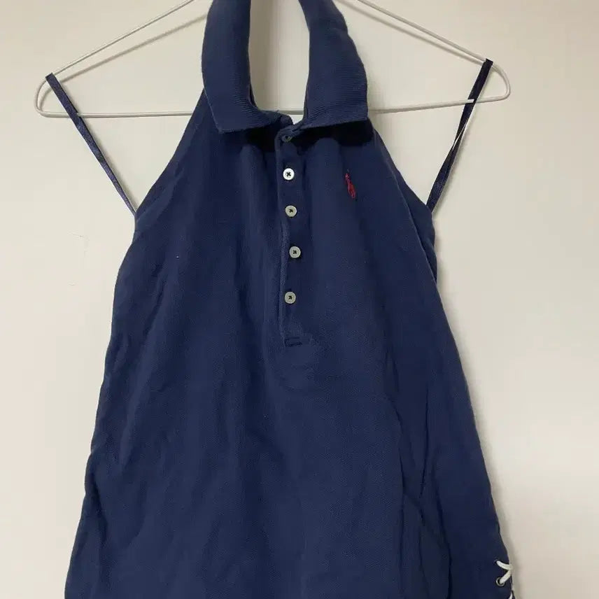 [BUNJANG] Polo Ralph Lauren Navy Halterneck Polo Shirt / 폴로 랄프로렌 네이비 색상의 홀터넥 카라티