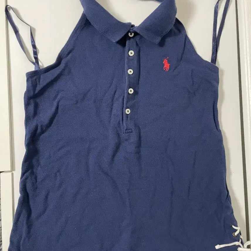 [BUNJANG] Polo Ralph Lauren Navy Halterneck Polo Shirt / 폴로 랄프로렌 네이비 색상의 홀터넥 카라티