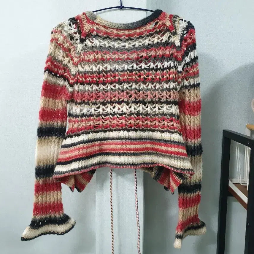 [BUNJANG] PERVERZE Vintage Stripe Knit Cardigan 100% Wool / PERVERZE 빈티지 스트라이프 니트 가디건 울100%