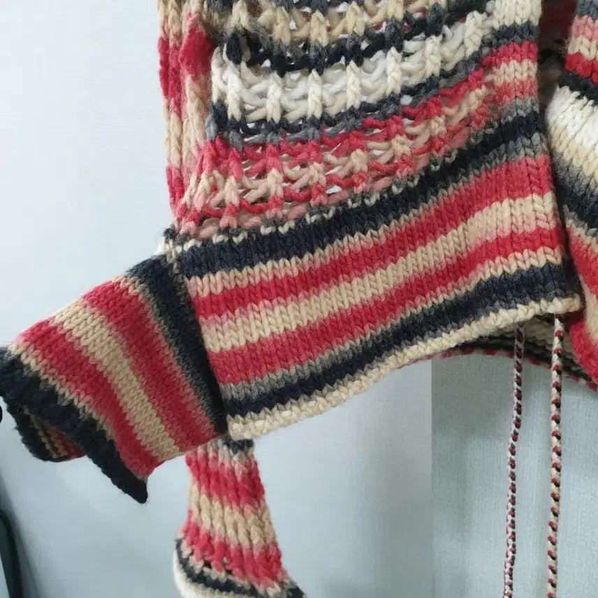 [BUNJANG] PERVERZE Vintage Stripe Knit Cardigan 100% Wool / PERVERZE 빈티지 스트라이프 니트 가디건 울100%