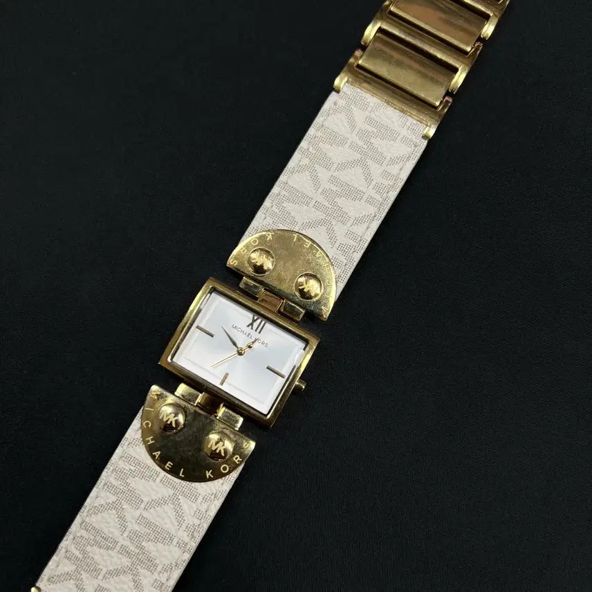 [BUNJANG] Michael Kors Gold Case &amp; Beige Jacquard Strap Watch / Michael Kors 골드 케이스 &amp; 베이지 자카드 스트랩 워치