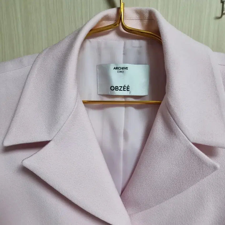[BUNJANG] Obzee Baby Pink Short-Sleeve Belted Jacket / 오브제 베이비핑크 반팔 벨티드 자켓
