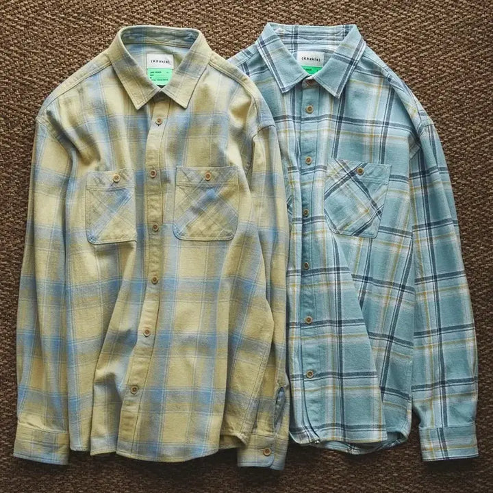[SOLD OUT] 카키스 24ss 트러커 플레이드 셔츠 페일 블루 L사이즈