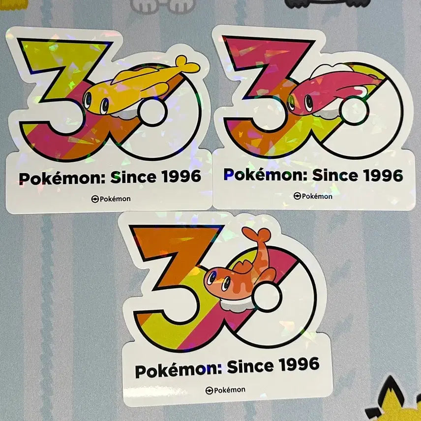 [BUNJANG] Pokemon 30th Anniversary Logo Hologram Sticker Set (3 Types) / [포켓몬 30주년 로고 스티커]싸리용 3종