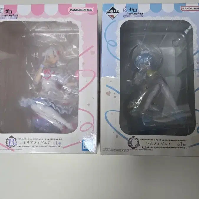 [BUNJANG] Bandai Re:Zero Emilia &amp; Ram Figure (Sealed) / Re:제로부터 에밀리아/렘 피규어 반다이(미개봉)