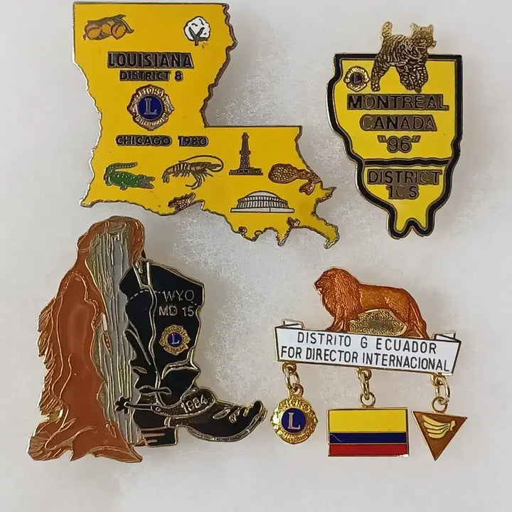 [BUNJANG] Vintage Lions Club Pin Badges Collection (4 Pcs) / 14.빈티지 수집품 국제라이온스 클럽 핀뱃지 4P