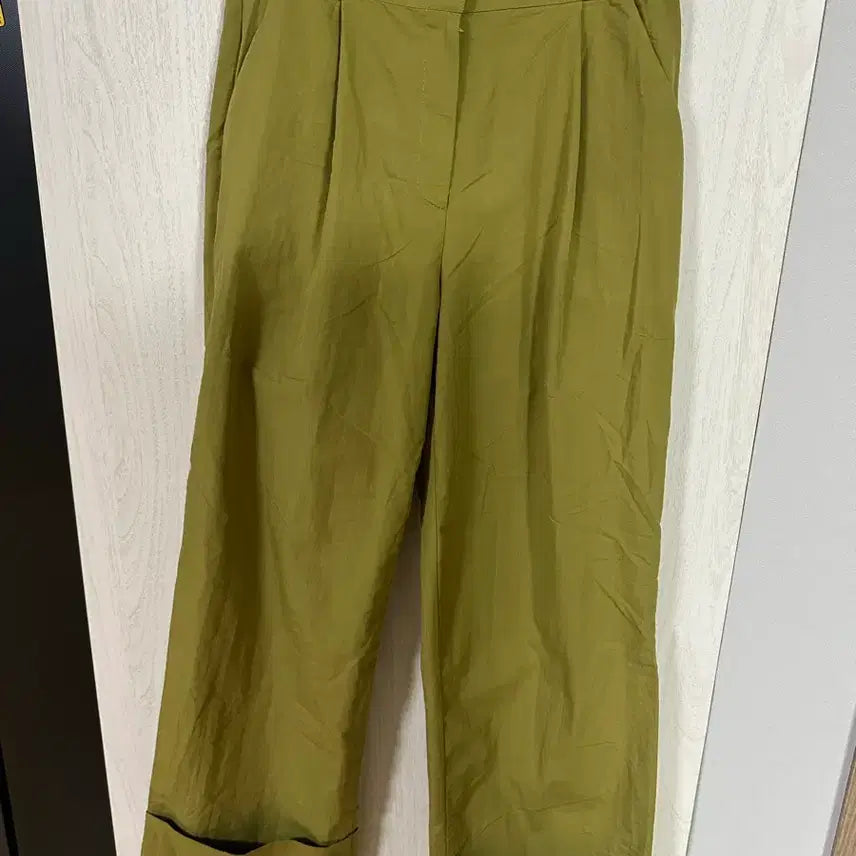 [BUNJANG] Beige Roll-up Cotton Pants (Size S) / ir 카키색 롤업 바지 S