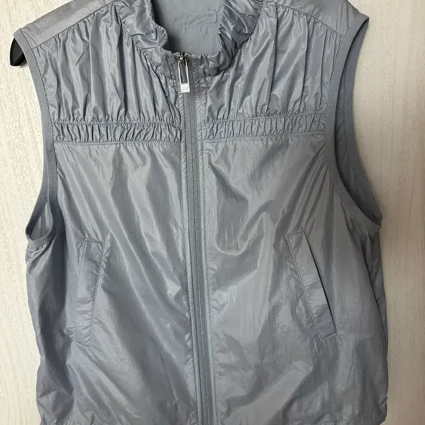 [BUNJANG] Silver Blue Shirring Vest / 실버 블루 셔링 조끼 (새상품)