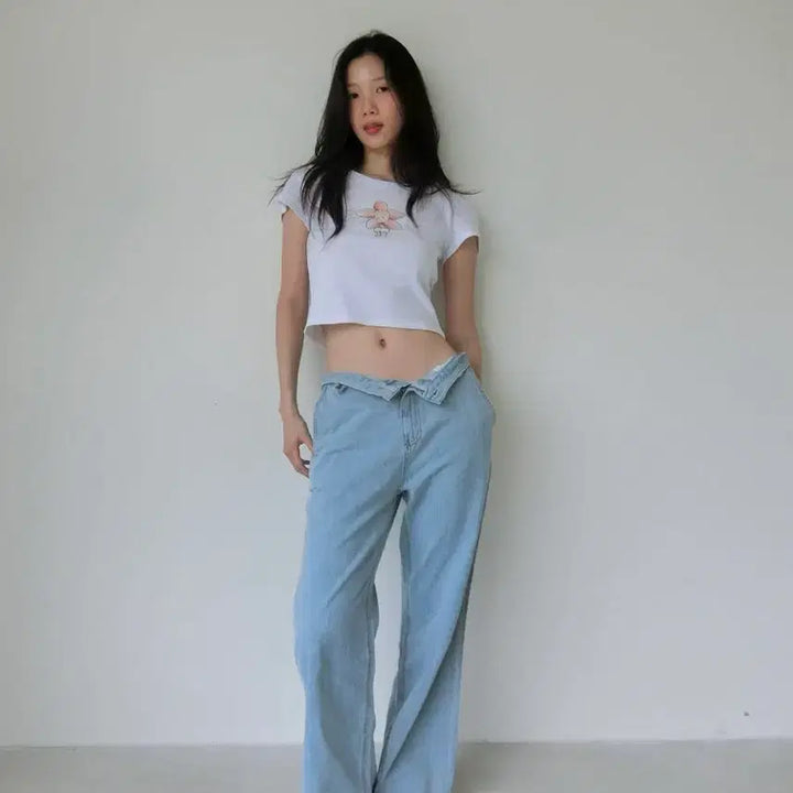 [BUNJANG] Tanatt Bloomy Baby T-shirt White / 타낫 블루미 베이비 티셔츠 화이트
