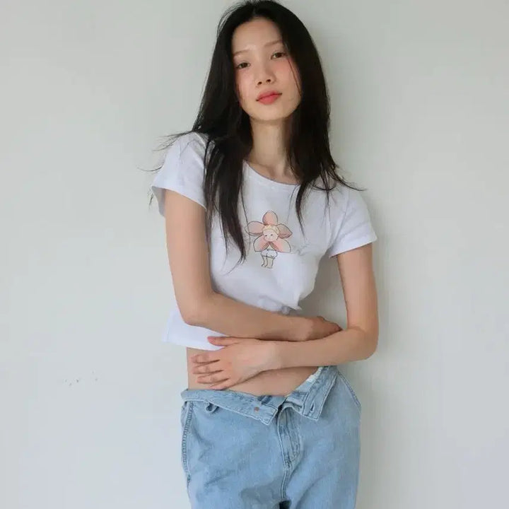 [BUNJANG] Tanatt Bloomy Baby T-shirt White / 타낫 블루미 베이비 티셔츠 화이트