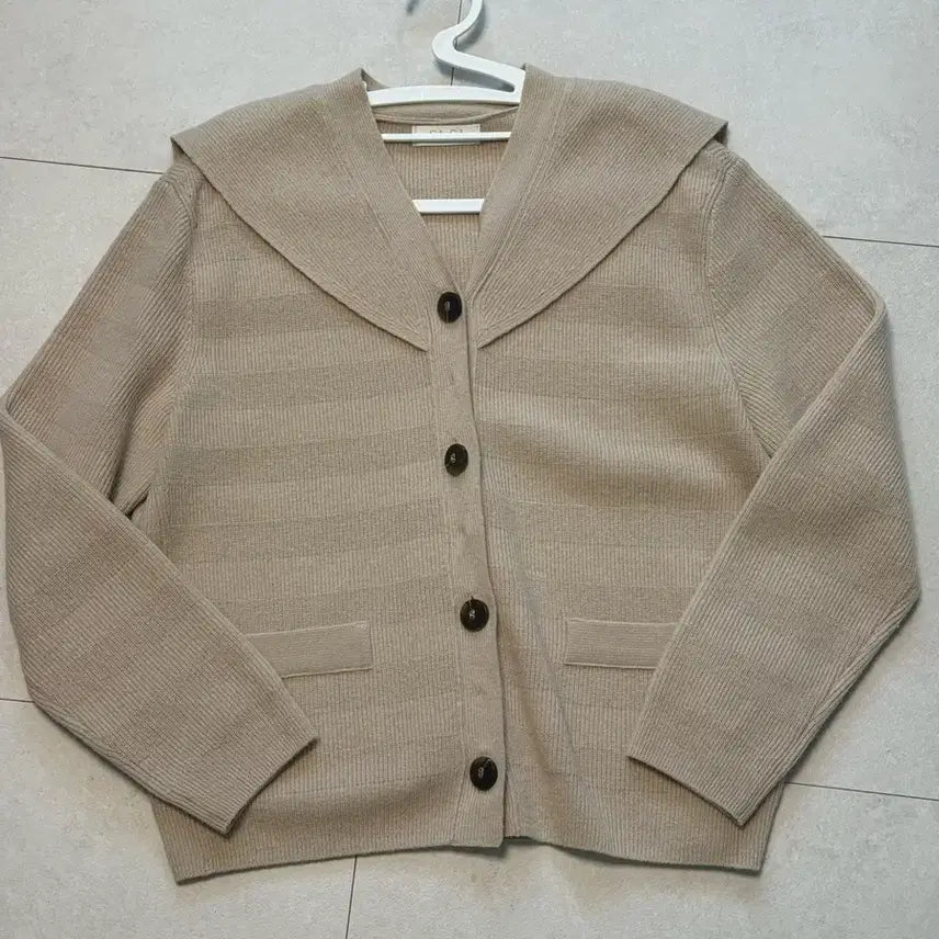 [BUNJANG] SJSJ Beige Collar Knit Cardigan / 한섬 sjsj 베이지 카라넥 니트 가디건