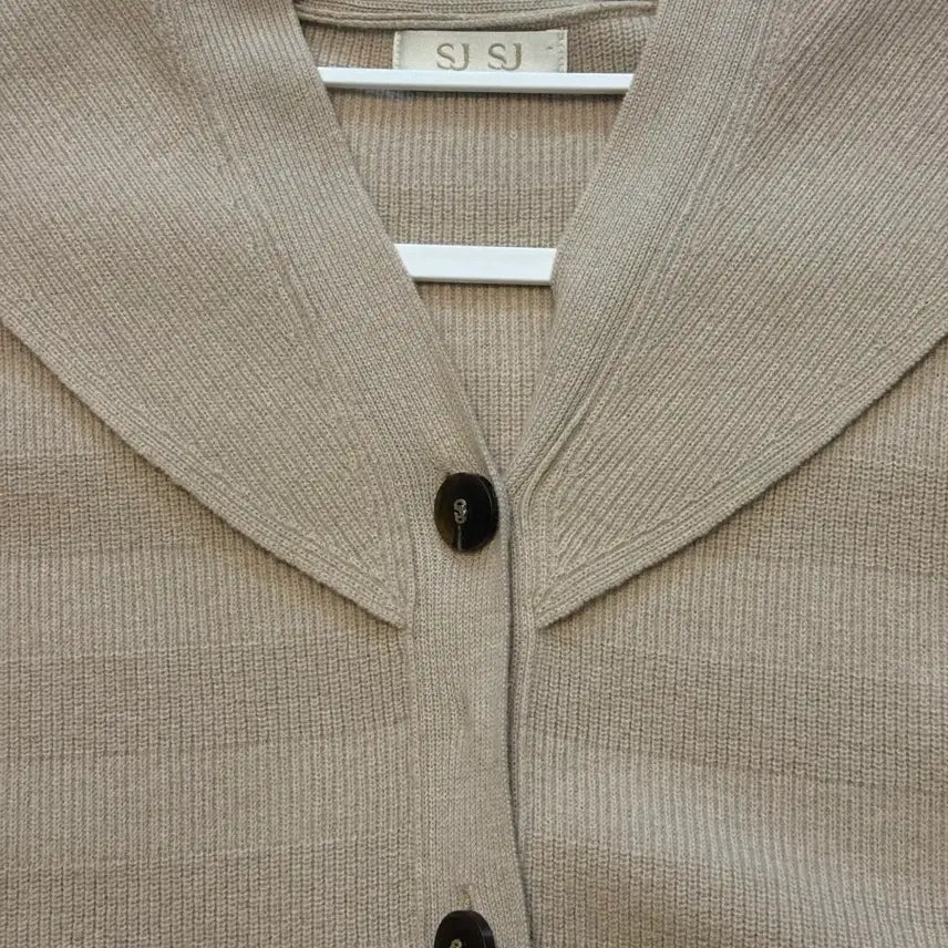 [BUNJANG] SJSJ Beige Collar Knit Cardigan / 한섬 sjsj 베이지 카라넥 니트 가디건