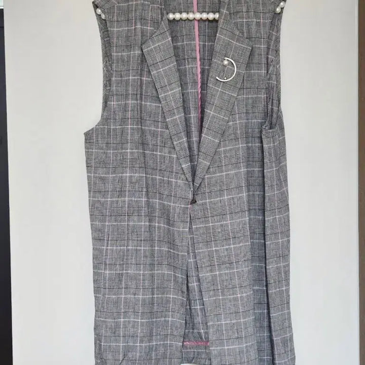 [BUNJANG] PROGRAM Check Vest Long Vest - Size 77 / 77)프로그램 체크 베스트 롱조끼 77사이즈