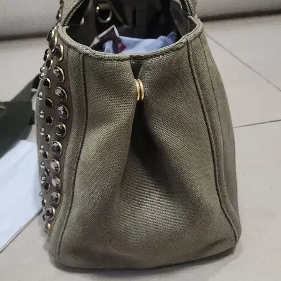 [BUNJANG] Prada Canapa Cubic Studded Canvas Bag / 프라다 카나파 큐빅스터드 캔버스백