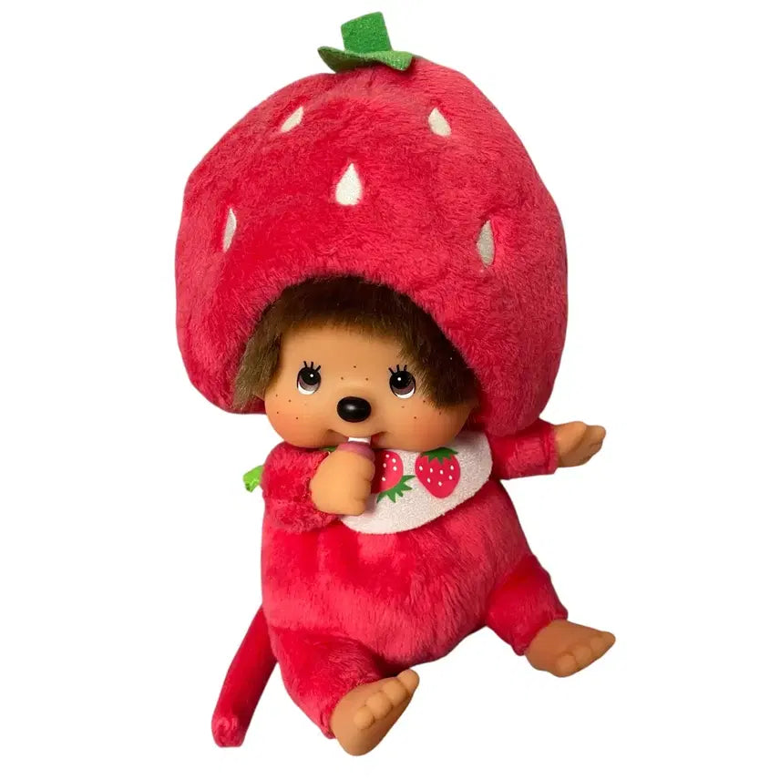 [BUNJANG] Monchhichi Strawberry Seating S Doll - Rare Vintage Item / 급처) 딸기 몬치치 시팅 S 인형 고전 문구 고전인형 레어템 치무탄 일본
