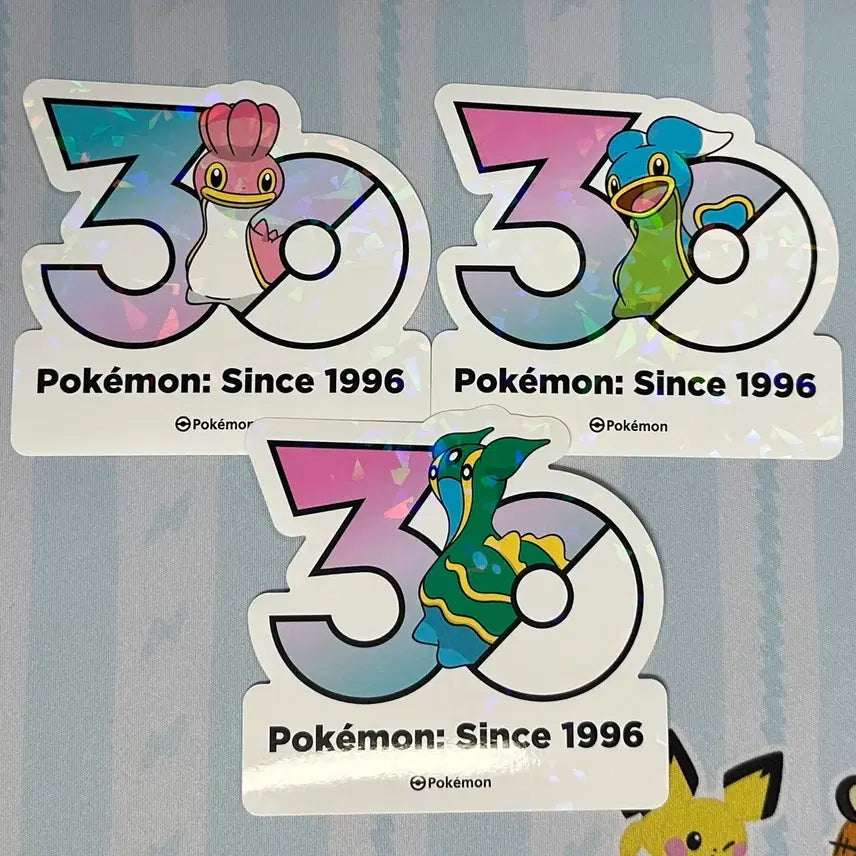 [BUNJANG] Pokemon 30th Anniversary Logo Sticker Set (Garchomp, Garchomp, Tritodon) / [포켓몬 30주년 기념 로고 스티커]깝질무, 트리토돈