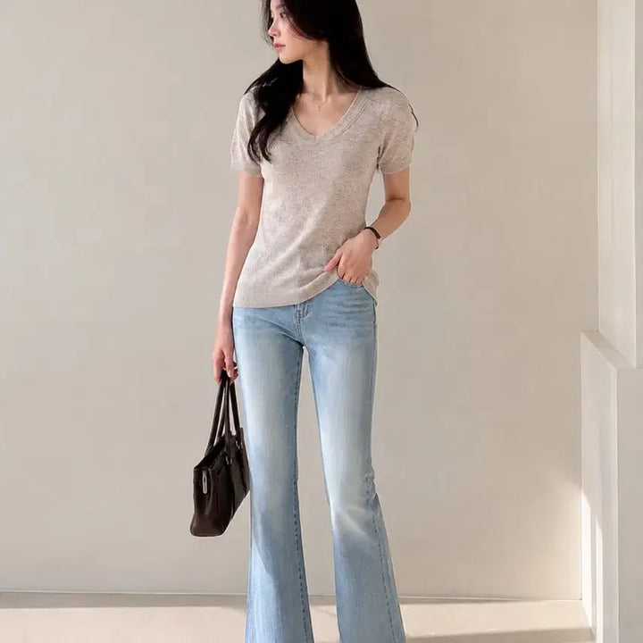 [BUNJANG] Celine-Inspired Short-Sleeve Knit Top / 셀린느st 반팔 니트