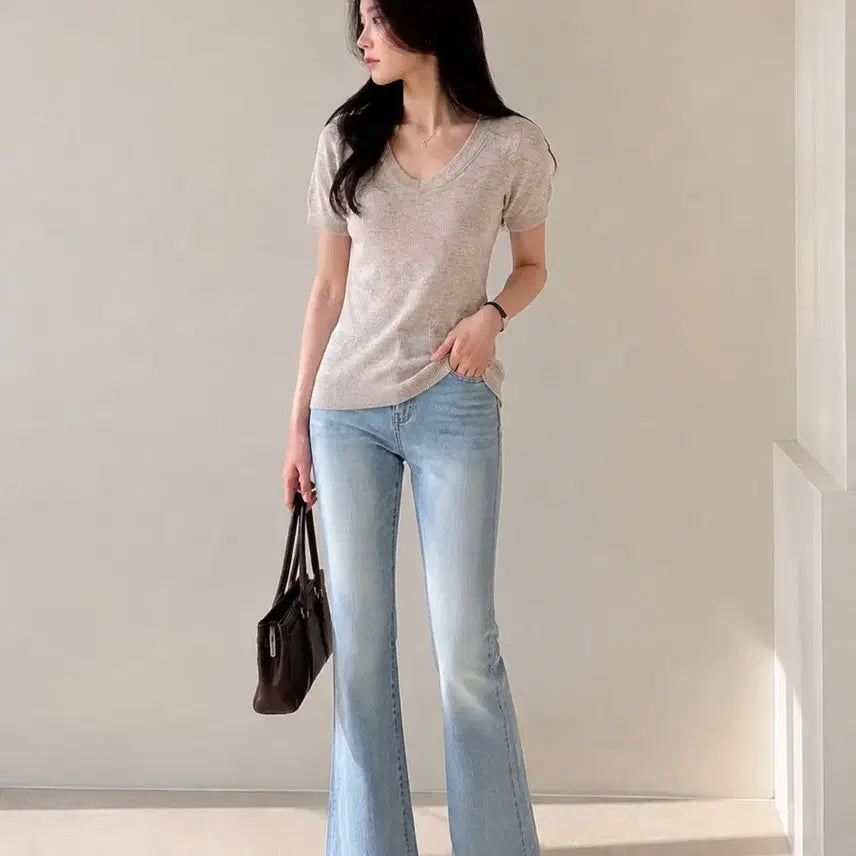 [BUNJANG] Celine-Inspired Short-Sleeve Knit Top / 셀린느st 반팔 니트
