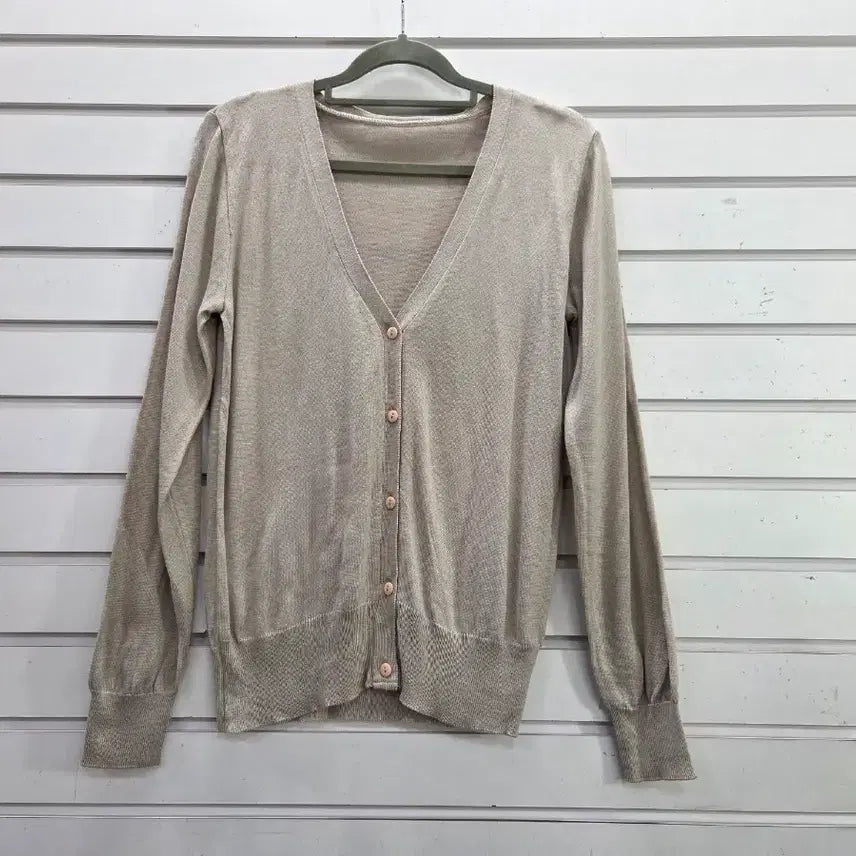 [BUNJANG] Beige V-Neck Simple Knit Cardigan (Women&