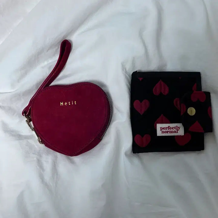 [BUNJANG] Hetit Suede Perfectly Normal Heart Fabric Wallet Bundle Set / Hetit 헤티 스웨이드 퍼펙틀리 노멀 하트 패브릭 지갑 일괄