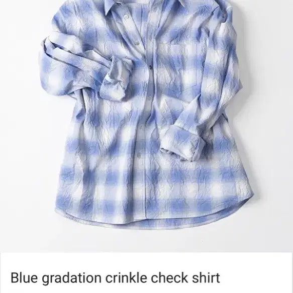 [BUNJANG] MoMa Design Blue Gradient Crinkle Check Shirt / 50) 모마디자인 블루 그라데이션 크링클 체크 셔츠