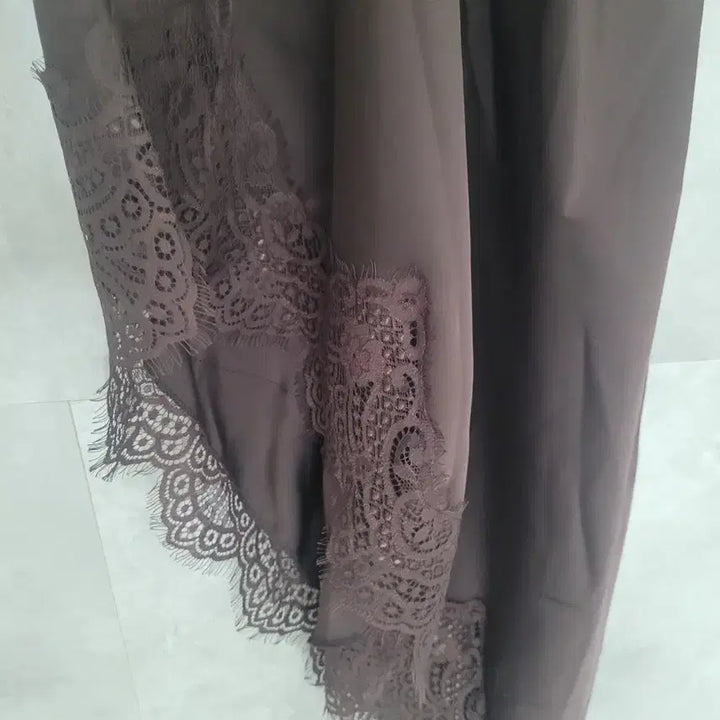 [BUNJANG] ZARA Long Slip Dress Brown Lace Detail / 자라