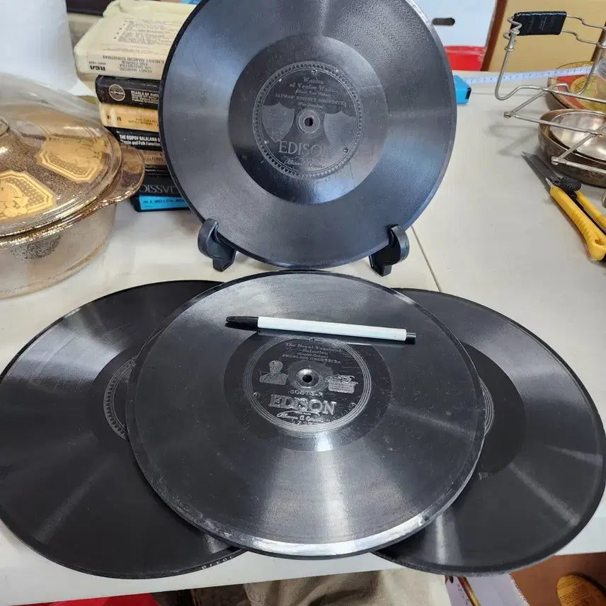 [BUNJANG] Edison Phonograph Records (Set of 4) / 4개에6만원 에디슨 축음기판 USA 옛날  상태좋음