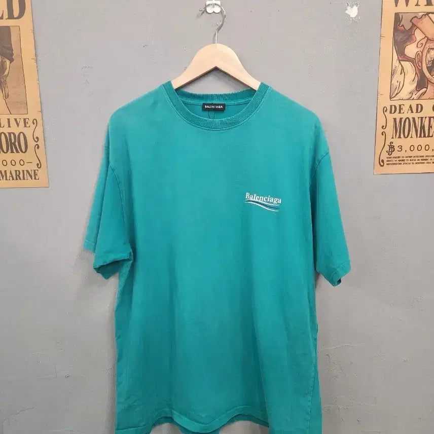 [BUNJANG] Balenciaga Logo T-Shirt Teal / 발렌시아가 로고 반팔 티셔츠 청록색