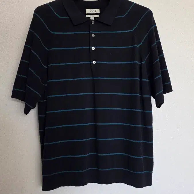 [BUNJANG] COS Navy Stripe Knit Polo Shirt XL / COS 코스 네이비 스트라이프 니트 폴로티 XL