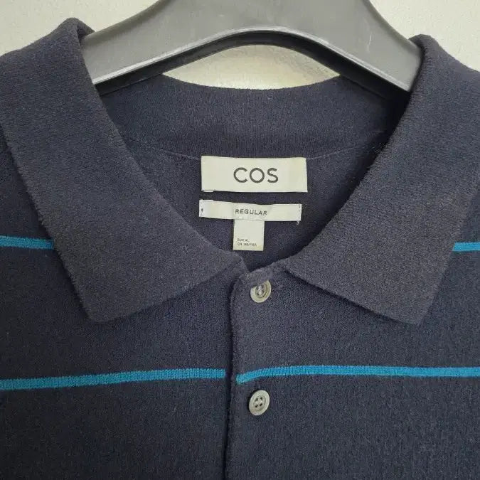 [BUNJANG] COS Navy Stripe Knit Polo Shirt XL / COS 코스 네이비 스트라이프 니트 폴로티 XL