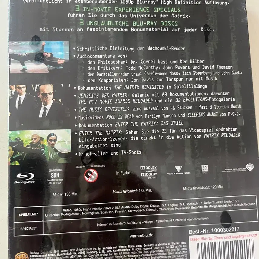 [BUNJANG] The Matrix Trilogy Blu-ray Steelbook (Unsealed) / (미개봉)매트릭스 트릴로지 블루레이 스틸북