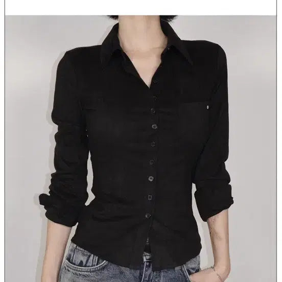 [BUNJANG] Pale J. Suede Slim Fit Shirt Black / 페일제이드 스웨이드 슬림핏 셔츠 블랙 무배