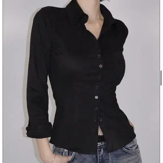 [BUNJANG] Pale J. Suede Slim Fit Shirt Black / 페일제이드 스웨이드 슬림핏 셔츠 블랙 무배