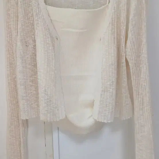 [BUNJANG] Sheer Sleeveless Cardigan Set / (1번 입음)여름 나시 가디건 세트 시스루