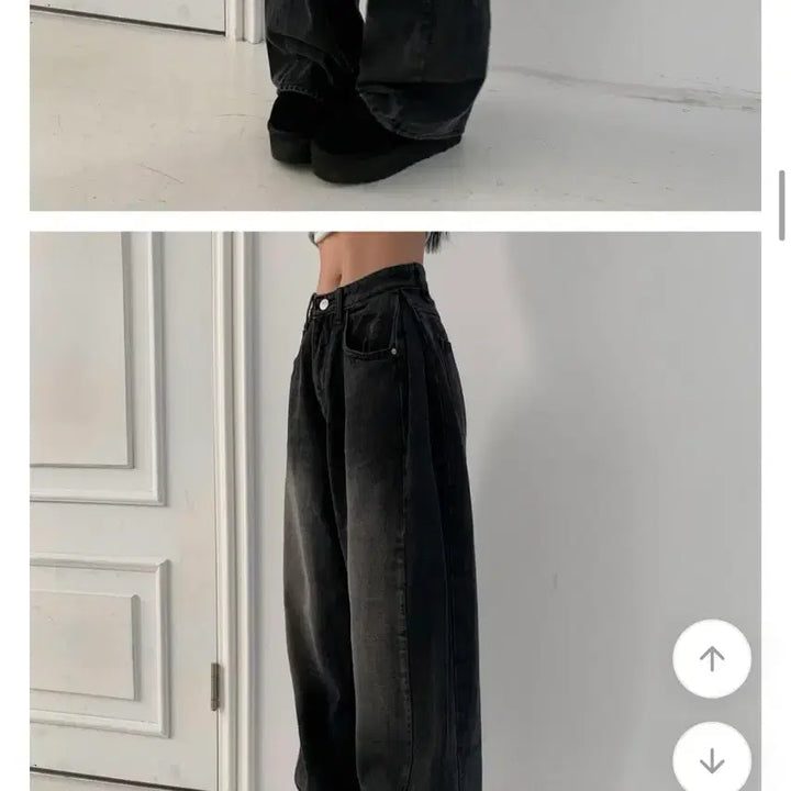 [BUNJANG] ModiMood Feeling Washing Side Pin Tuck Wide Black Denim / 모디무드 필링 워싱 사이드 핀턱 와이드 흑청