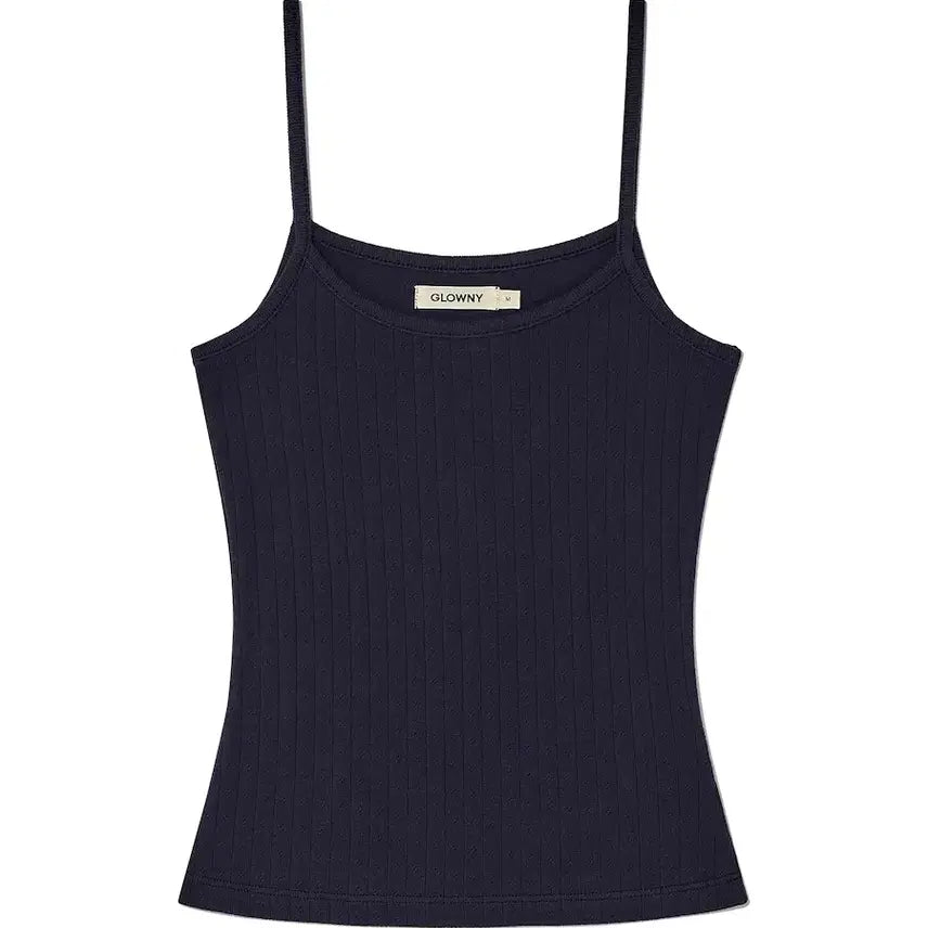 [BUNJANG] Glowny Navy Eyelet Tank Top / 글로니 네이비 아일렛 나시 province eyelet tank